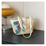 Load image into Gallery viewer, Beach Basket Tote Bag With Leather Handles-Showtown