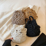 將圖片載入圖庫檢視器 Black White Summer Woven Beach Bucket Bag Purse -Showtown