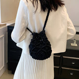 將圖片載入圖庫檢視器 Black White Summer Woven Beach Bucket Bag Purse -Showtown