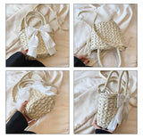 이미지를 갤러리 뷰어에 로드 , Bow Decor Small Crossbody Straw Tote Bags For Summer -Showtown