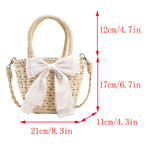 將圖片載入圖庫檢視器 Bow Decor Small Crossbody Straw Tote Bags For Summer -Showtown