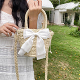 이미지를 갤러리 뷰어에 로드 , Bow Decor Small Crossbody Straw Tote Bags For Summer -Showtown