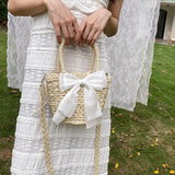 Load image into Gallery viewer, Bow Decor Small Crossbody Straw Tote Bags For Summer -Showtown