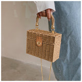 Load image into Gallery viewer, Chain Strap Vintage Straw Bag Purse-Showtown