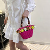 Laden Sie das Bild in den Galerie-Viewer, Colorful Small Straw Basket Bag Purses For Summer-Showtown