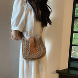 이미지를 갤러리 뷰어에 로드 , Designer Raffia Straw Beach Crossbody Bag-Showtown