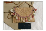 Laden Sie das Bild in den Galerie-Viewer, Designer Straw Clutch Handbag with Tassel and Pom Pom-Showtown