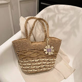 Load image into Gallery viewer, Designer Straw Woven Beach Tote Bag-Showtown