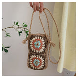 Laden Sie das Bild in den Galerie-Viewer, Designer Woven Straw Crossbody  Phone Bag-Showtown