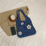 將圖片載入圖庫檢視器 Flower Decor Large Capacity Shoulder Tote Bag-Showtown