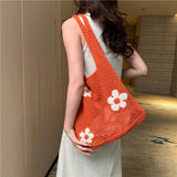 將圖片載入圖庫檢視器 Flower Decor Large Capacity Shoulder Tote Bag-Showtown