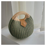 画像をギャラリービューアに読み込む, Green Woven Straw Clutch Purse -Showtown