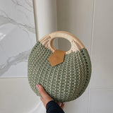 이미지를 갤러리 뷰어에 로드 , Green Woven Straw Clutch Purse -Showtown