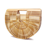 Load image into Gallery viewer, Half Moon Straw Bamboo Bag-Showtown