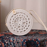 Load image into Gallery viewer, Handwoven White Round &amp; Square Rattan Bag-Showtown