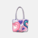 Load image into Gallery viewer, Heart Print Fluffy Nylon Puffer Tote Bag-Showtown