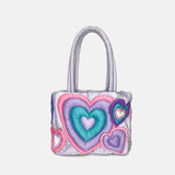 Load image into Gallery viewer, Heart Print Fluffy Nylon Puffer Tote Bag-Showtown