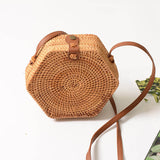 Laden Sie das Bild in den Galerie-Viewer, Hexagon Handmade Straw Rattan Crossbody Bag-Showtown