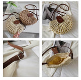 Load image into Gallery viewer, Hollow Straw Crossbody Half Moon Bag With Zipper-Showtown