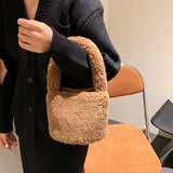 Load image into Gallery viewer, Ladies Bucket Bag Faux Fur Tote Bag-Showtown