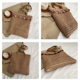 Load image into Gallery viewer, Large Shoulder Straw Bag with Tassels- Showtown