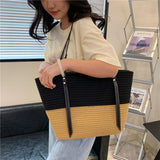 Load image into Gallery viewer, Large Straw Tote Beach Bag with Leather Strap-Showtown