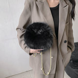 画像をギャラリービューアに読み込む, Long Pearl Chain Winter Fox Fur Mini Handbags-Showtown