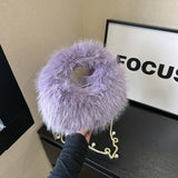 Load image into Gallery viewer, Long Pearl Chain Winter Fox Fur Mini Handbags-Showtown