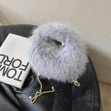 Load image into Gallery viewer, Long Pearl Chain Winter Fox Fur Mini Handbags-Showtown