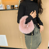 Carica l&#39;immagine nel visualizzatore di Gallery, Long Pearl Chain Winter Fox Fur Mini Handbags-Showtown