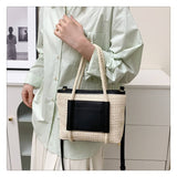 將圖片載入圖庫檢視器 Luxury Straw And Leather Bags Purse Crossbody -Showtown