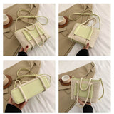 將圖片載入圖庫檢視器 Luxury Straw And Leather Bags Purse Crossbody -Showtown