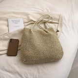 Load image into Gallery viewer, Natural Soft Straw Tote Bag With Zip -Showtown