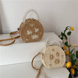 Load image into Gallery viewer, Pearl Handle Straw Bag-Showtown