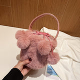 Load image into Gallery viewer, Pink Faux Fur Bucket Bag-Showtown