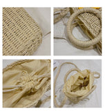 Cargar imagen en el visor de la galería, Round Handle White Straw Woven Crossbody Bag-Showtown