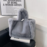 Laden Sie das Bild in den Galerie-Viewer, Custom Pink Blank Faux Fur Tote Shoulder Bag-Showtown