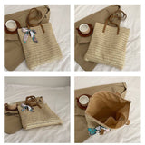 Load image into Gallery viewer, Scarf Decor Straw Tote Bag With Leather Handles-Showtown