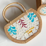 画像をギャラリービューアに読み込む, Shell Straw Rattan Handbags -Showtown