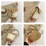 將圖片載入圖庫檢視器 Straw And Leather Bucket Crossbody Bag-Showtown