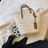 Load image into Gallery viewer, Straw Basket Woven Beach Tote Bag-Showtown