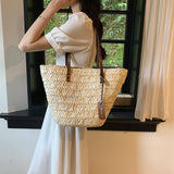 Load image into Gallery viewer, Straw Basket Woven Beach Tote Bag-Showtown