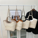 Carica l&#39;immagine nel visualizzatore di Gallery, Straw Over The Shoulder Tote Bag-Showtown