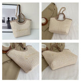 이미지를 갤러리 뷰어에 로드 , Straw Over The Shoulder Tote Bag-Showtown