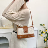 Load image into Gallery viewer, Straw and Leather Crossbody Tote Bag with Leather Strap-Showtown