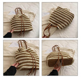 Load image into Gallery viewer, Stripe Straw Drawstring Bag with Leather Handles- Showtown