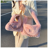 Laden Sie das Bild in den Galerie-Viewer, Two Size Faux Fur Sling Tote Hand Bags-Showtown