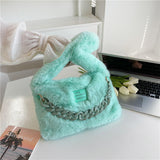 將圖片載入圖庫檢視器 Two Size Faux Fur Sling Tote Hand Bags-Showtown