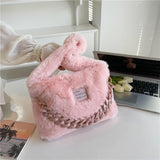 將圖片載入圖庫檢視器 Two Size Faux Fur Sling Tote Hand Bags-Showtown