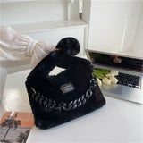 將圖片載入圖庫檢視器 Two Size Faux Fur Sling Tote Hand Bags-Showtown